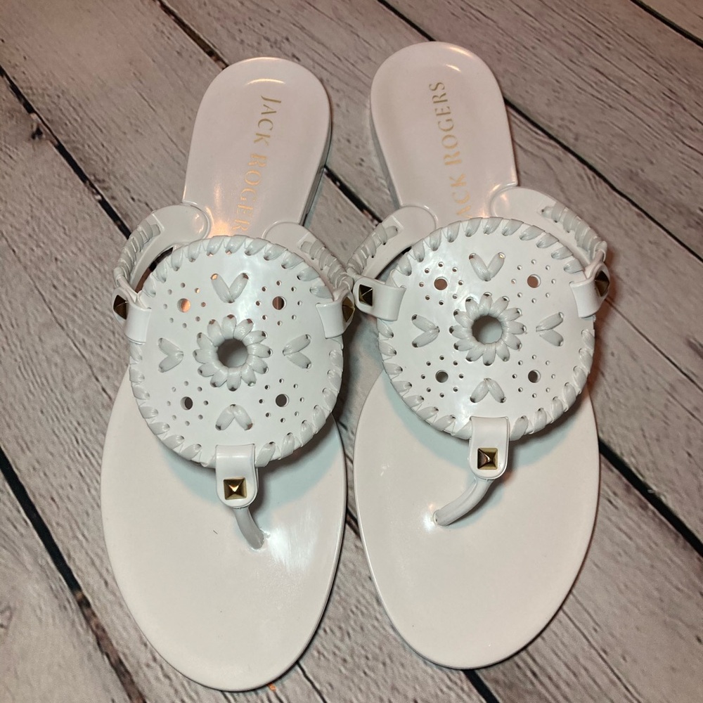 Jack Rogers Georgica Jelly Sandals• White• Size 8